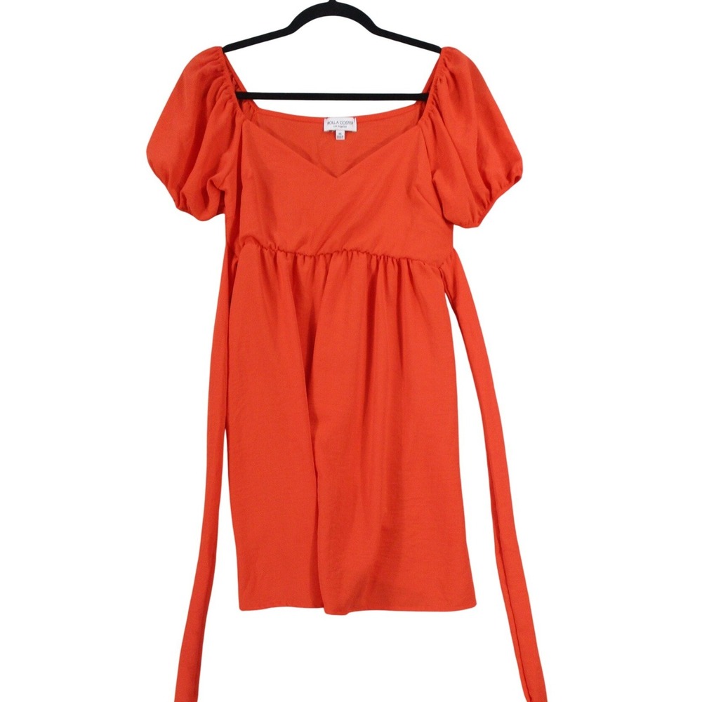 Rolla Coster Los Angeles Orange Puff Sleeve Mini Dress Sweetheart Neck M 223126